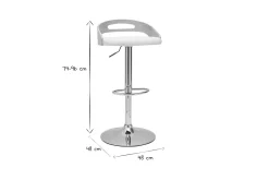 Tabouret de bar réglable design blanc et bois clair MANO