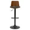 Tabouret de bar réglable noir et bois foncé DOA