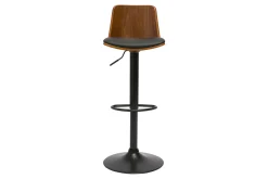 Tabouret de bar réglable noir et bois foncé DOA