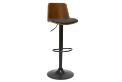 Tabouret de bar réglable noir et bois foncé DOA