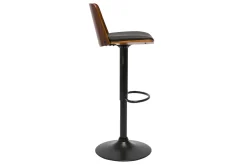 Tabouret de bar réglable noir et bois foncé DOA