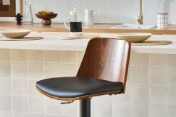 Tabouret de bar réglable noir et bois foncé DOA