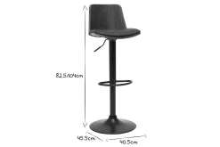 Tabouret de bar réglable noir et bois foncé DOA