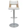 Tabouret de bar réglable pivotants 360° blanc et bois clair GARBO