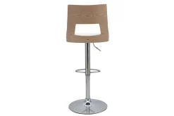 Tabouret de bar réglable pivotants 360° blanc et bois clair GARBO