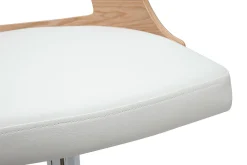 Tabouret de bar réglable pivotants 360° blanc et bois clair GARBO