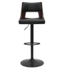 Tabouret de bar réglable vintage pivotants 360° noir et bois foncé GARBO