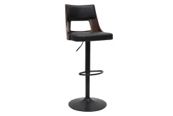 Tabouret de bar réglable vintage pivotants 360° noir et bois foncé GARBO
