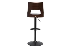Tabouret de bar réglable vintage pivotants 360° noir et bois foncé GARBO