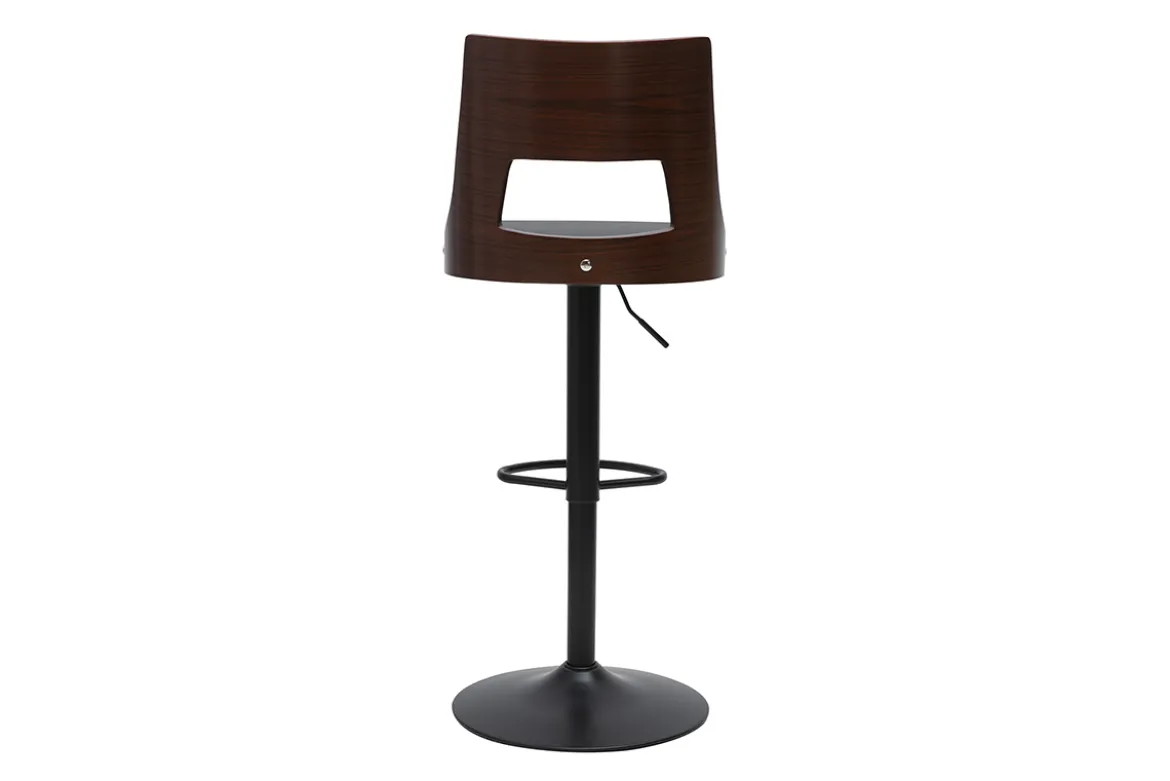 Tabouret de bar réglable vintage pivotants 360° noir et bois foncé GARBO