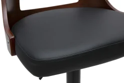 Tabouret de bar réglable vintage pivotants 360° noir et bois foncé GARBO