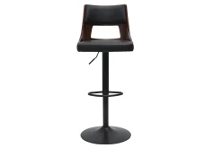 Tabouret de bar réglable vintage pivotants 360° noir et bois foncé GARBO