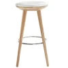 Tabouret de bar scandinave blanc et bois clair 65 cm NORDECO