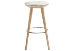 Tabouret de bar scandinave blanc et bois clair 65 cm NORDECO