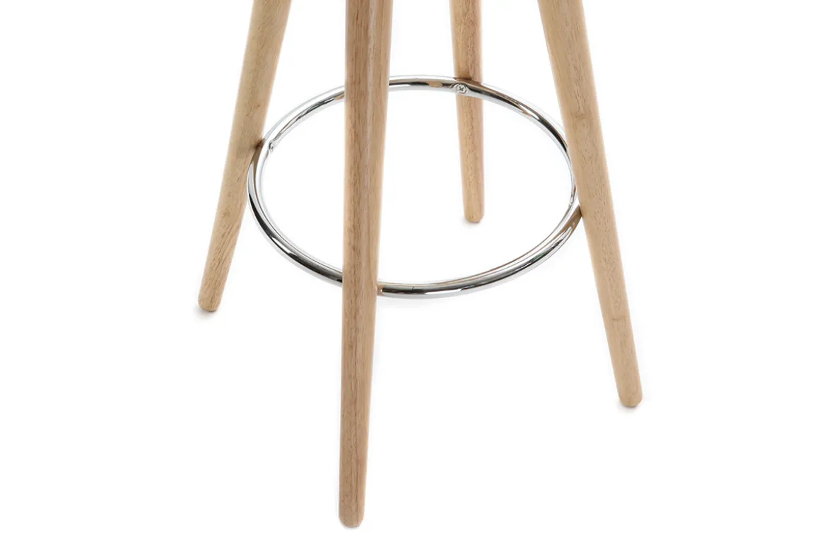 Tabouret de bar scandinave blanc et bois clair 65 cm NORDECO