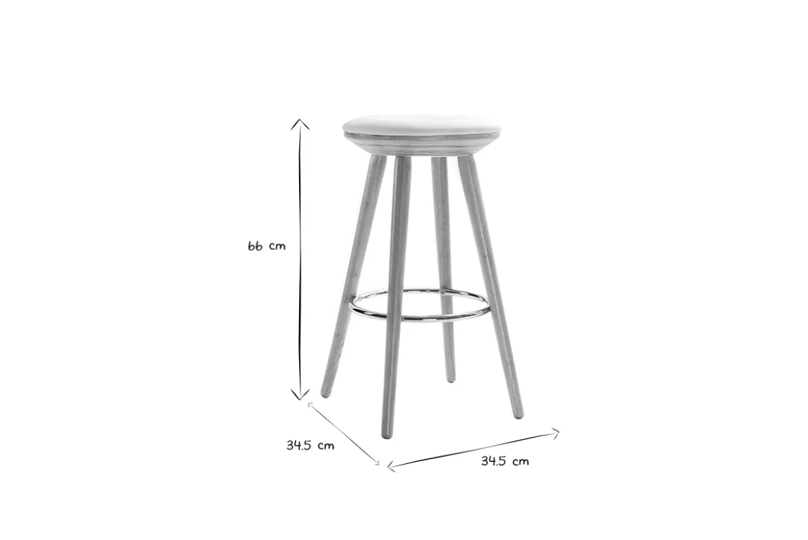 Tabouret de bar scandinave blanc et bois clair 65 cm NORDECO