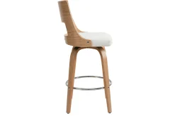 Tabouret de bar scandinave pivotant blanc et bois clair GARBO