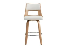 Tabouret de bar scandinave pivotant blanc et bois clair GARBO