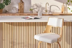 Tabouret de bar scandinave pivotant blanc et bois clair GARBO