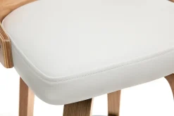 Tabouret de bar scandinave pivotant blanc et bois clair GARBO