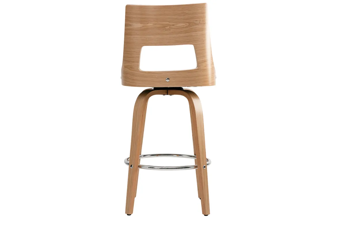 Tabouret de bar scandinave pivotant blanc et bois clair GARBO