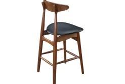 Tabouret de bar vintage noyer et PU noir 65 cm (lot de 2) WALFORD