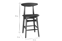 Tabouret de bar vintage noyer et PU noir 65 cm (lot de 2) WALFORD
