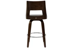Tabouret de bar vintage pivotant noir et bois foncé GARBO