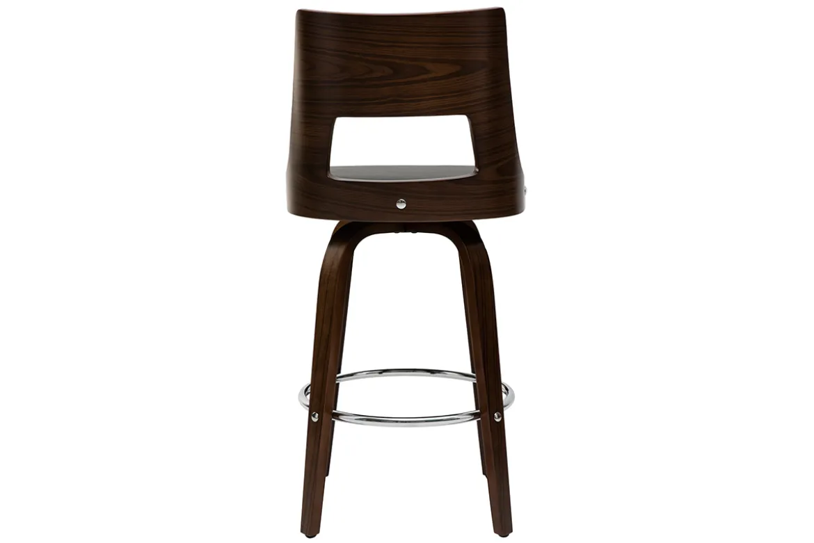 Tabouret de bar vintage pivotant noir et bois foncé GARBO