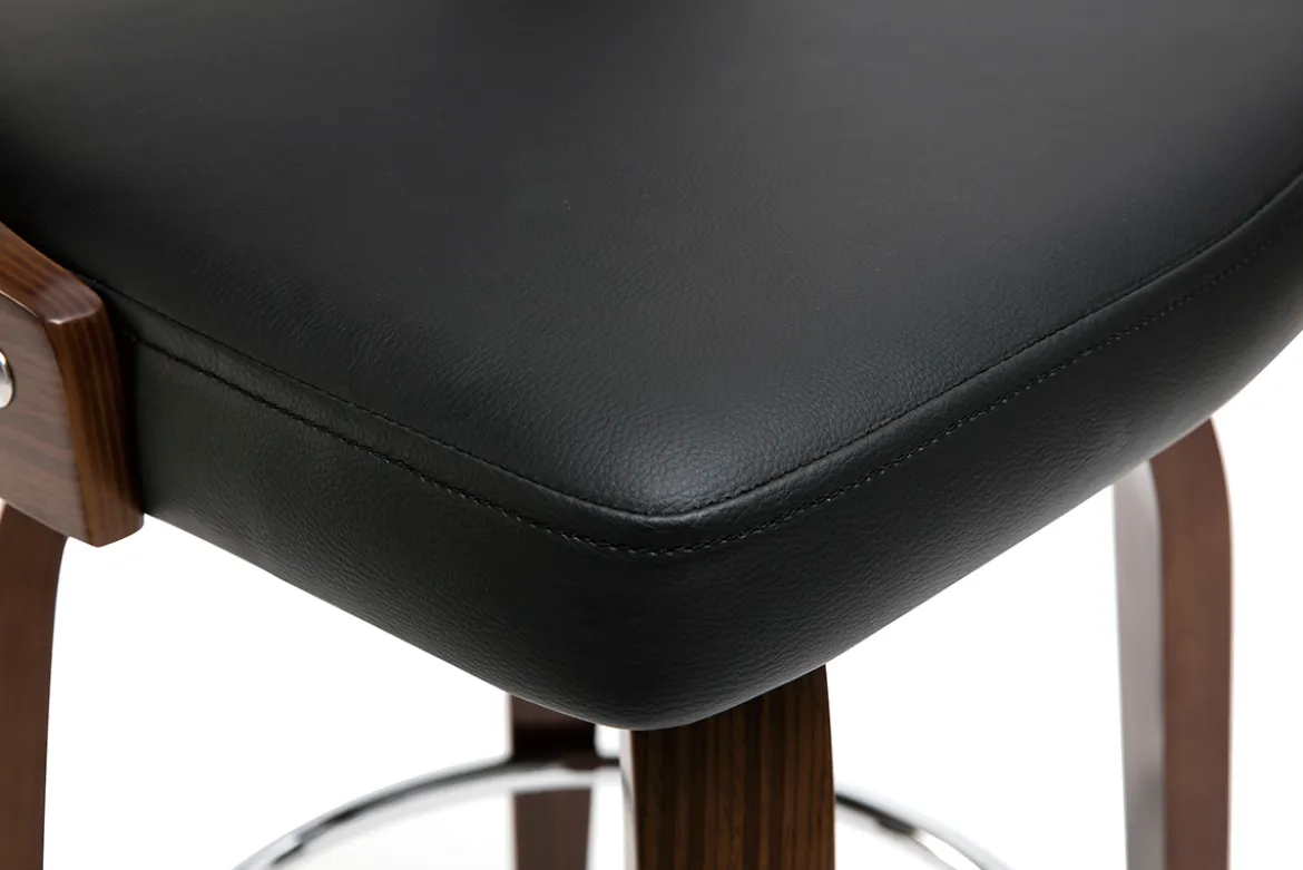 Tabouret de bar vintage pivotant noir et bois foncé GARBO