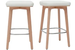 Tabourets de bar blancs et bois clair 65 cm (lot de 2) GRAMMA
