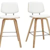 Tabourets de bar blancs et bois clair H66 cm (lot de 2) SEGUR