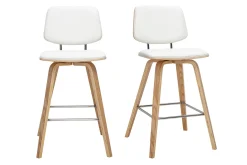 Tabourets de bar blancs et bois clair H66 cm (lot de 2) SEGUR