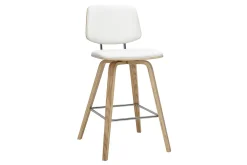 Tabourets de bar blancs et bois clair H66 cm (lot de 2) SEGUR