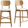 Tabourets de bar bois chêne et blanc H65 cm (lot de 2) LUCIA