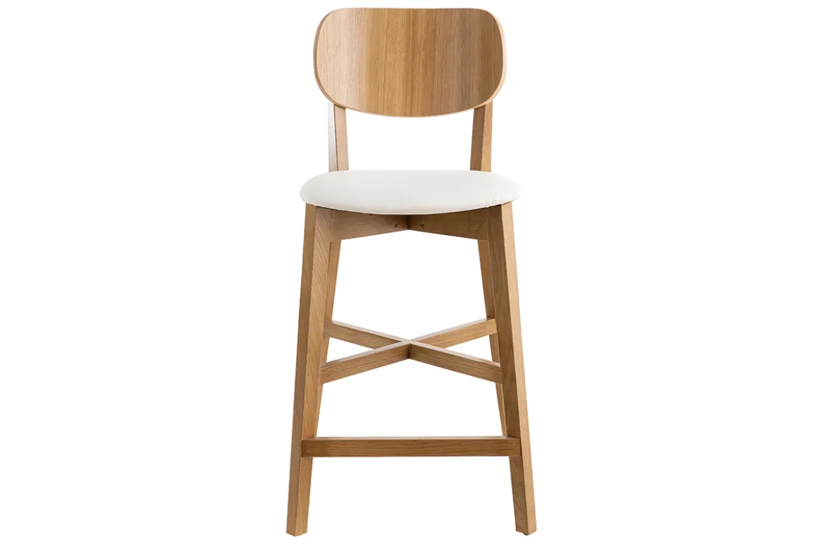 Tabourets de bar bois chêne et blanc H65 cm (lot de 2) LUCIA