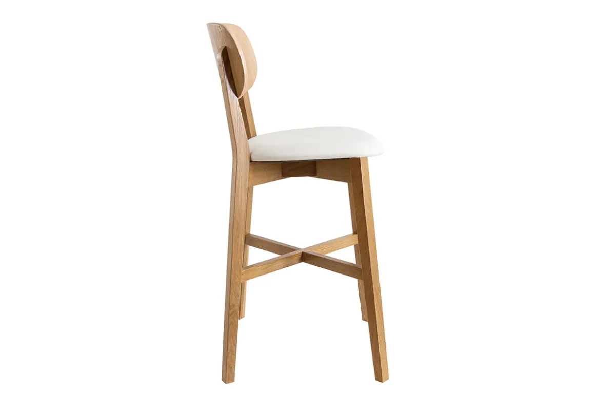 Tabourets de bar bois chêne et blanc H65 cm (lot de 2) LUCIA