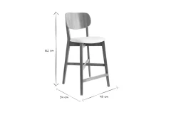 Tabourets de bar bois chêne et blanc H65 cm (lot de 2) LUCIA