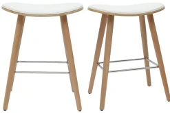 Tabourets de bar bois clair et blanc H65 cm (lot de 2) MEADOW