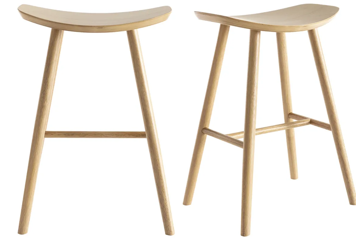 Tabourets de bar bois clair H65 cm (lot de 2) DEMORY