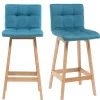 Tabourets de bar bois et bleu canard H65 cm (lot de 2) KLARIS