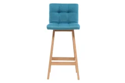 Tabourets de bar bois et bleu canard H65 cm (lot de 2) KLARIS
