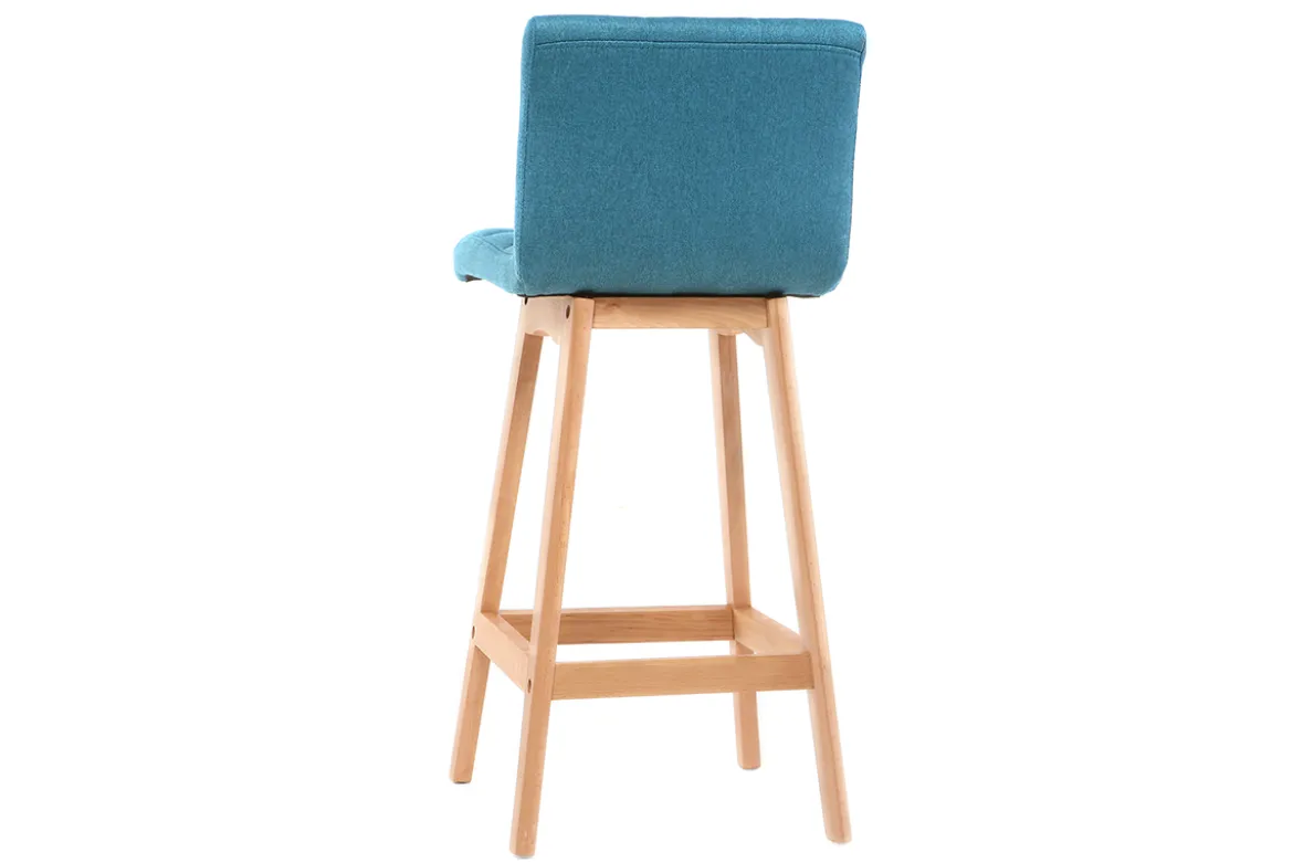Tabourets de bar bois et bleu canard H65 cm (lot de 2) KLARIS