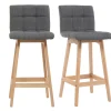 Tabourets de bar bois et gris foncé H65 cm (lot de 2) KLARIS