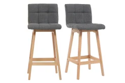 Tabourets de bar bois et gris foncé H65 cm (lot de 2) KLARIS