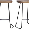 Tabourets de bar bois manguier massif et métal 65 cm (lot de 2) RUNKO