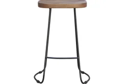 Tabourets de bar bois manguier massif et métal 65 cm (lot de 2) RUNKO