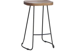Tabourets de bar bois manguier massif et métal 65 cm (lot de 2) RUNKO