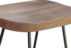 Tabourets de bar bois manguier massif et métal 65 cm (lot de 2) RUNKO