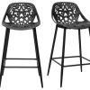 Tabourets de bar design avec motif baroque noir H66 cm (lot de 2) BAROCCA